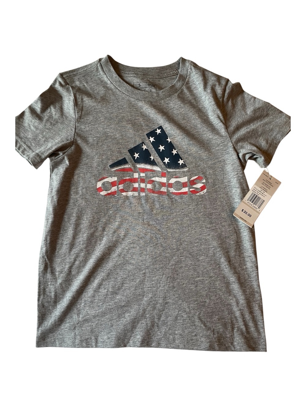adidas Gray Tee with American Flag Logo